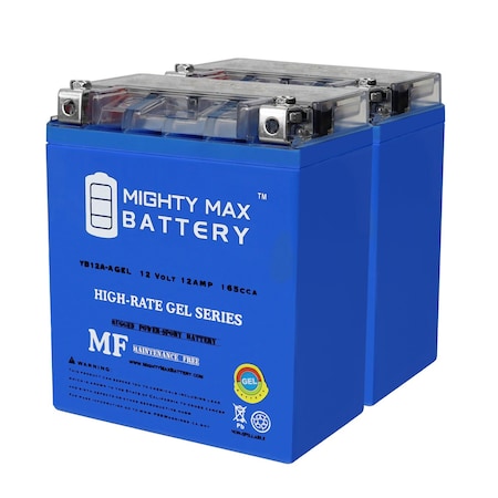Mighty Max Battery YB12A-AGEL 12V 12AH GEL Replacement Battery compatible with Kawasaki 200 KLT200-B 83 - 2PK MAX4020300